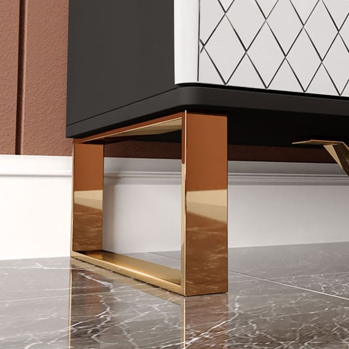 Armoire d'appoint Aro contemporaine blanche et noire à 2 portes et étagères image de fenêtre