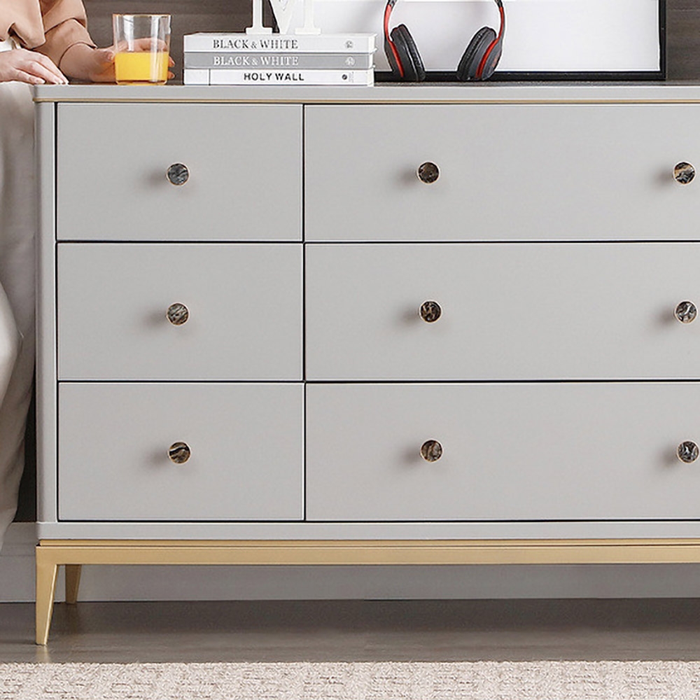 1500mm Grey Cabinet Bedroom Dresser with 9 Drawers in Gold window image
