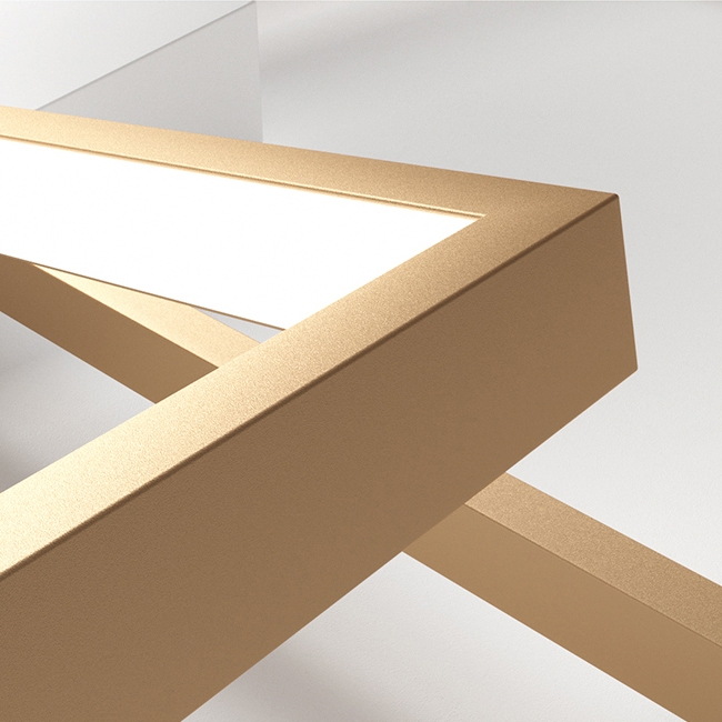 Modern Square LED Flush Mount Ceiling Light in Gold & White window image