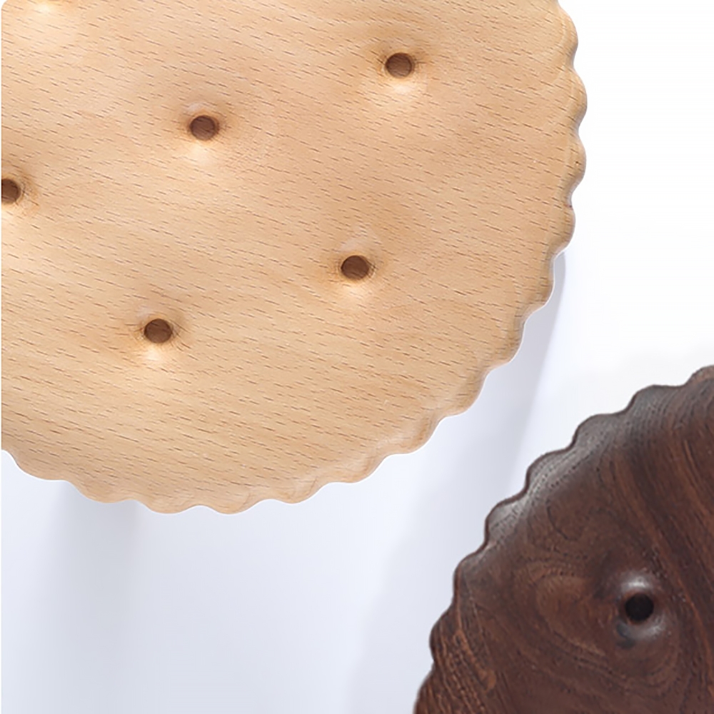 Creative Biscuit Ottoman Wood Ottoman Kids Ottoman Lovely Ottoman-Black Walnut window image