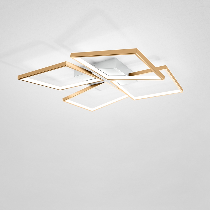 Modern Square LED Flush Mount Ceiling Light in Gold & White window image