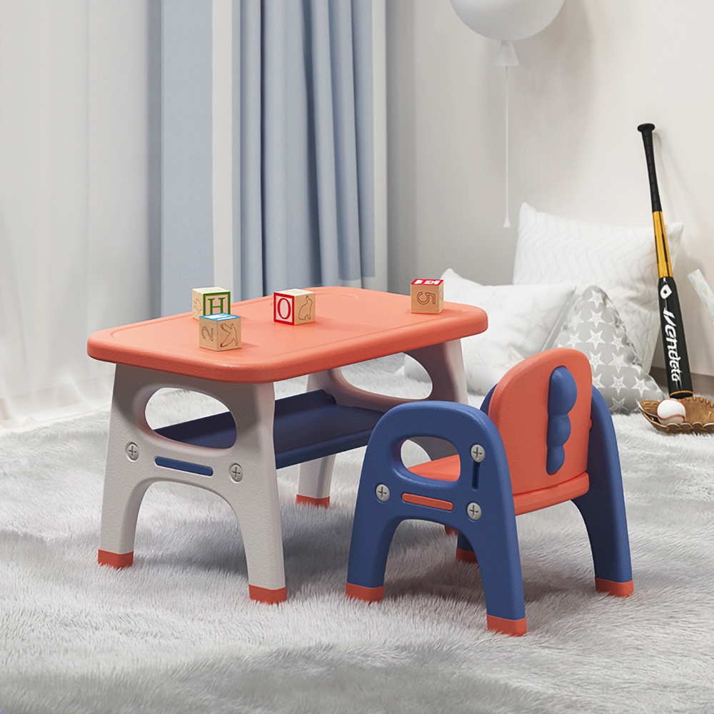 Kids Play Table and Chair 2 Chairs Set Plastic window image