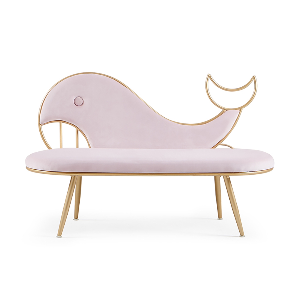 Bench Pink Whale Bench Velvet Upholstered Bench 1250mm in Gold Finsh window image