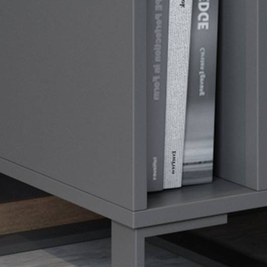 Modern Gray Night Stand 2-Drawer Nightstand Bedside Cabinet with Open Storage Metal Base window image