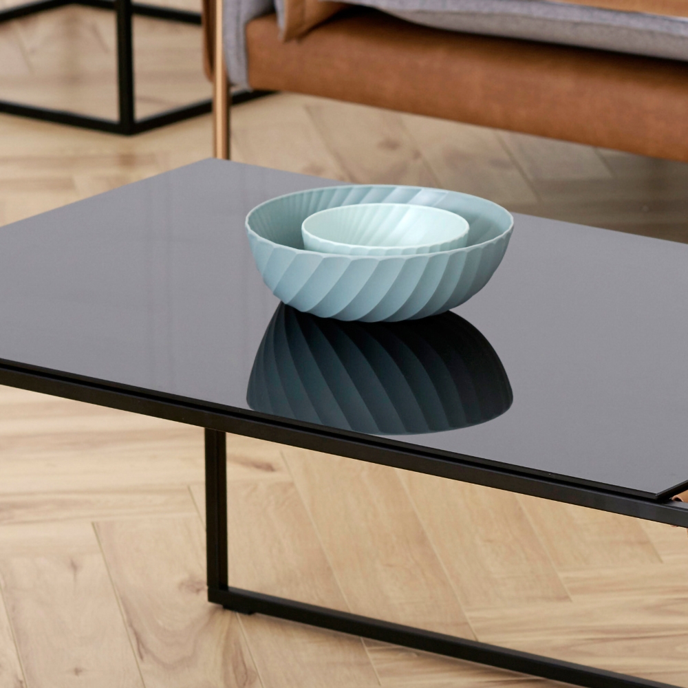 Modern Nesting Coffee Table with Storage 2-Piece Tempered Glass Tabletop window image