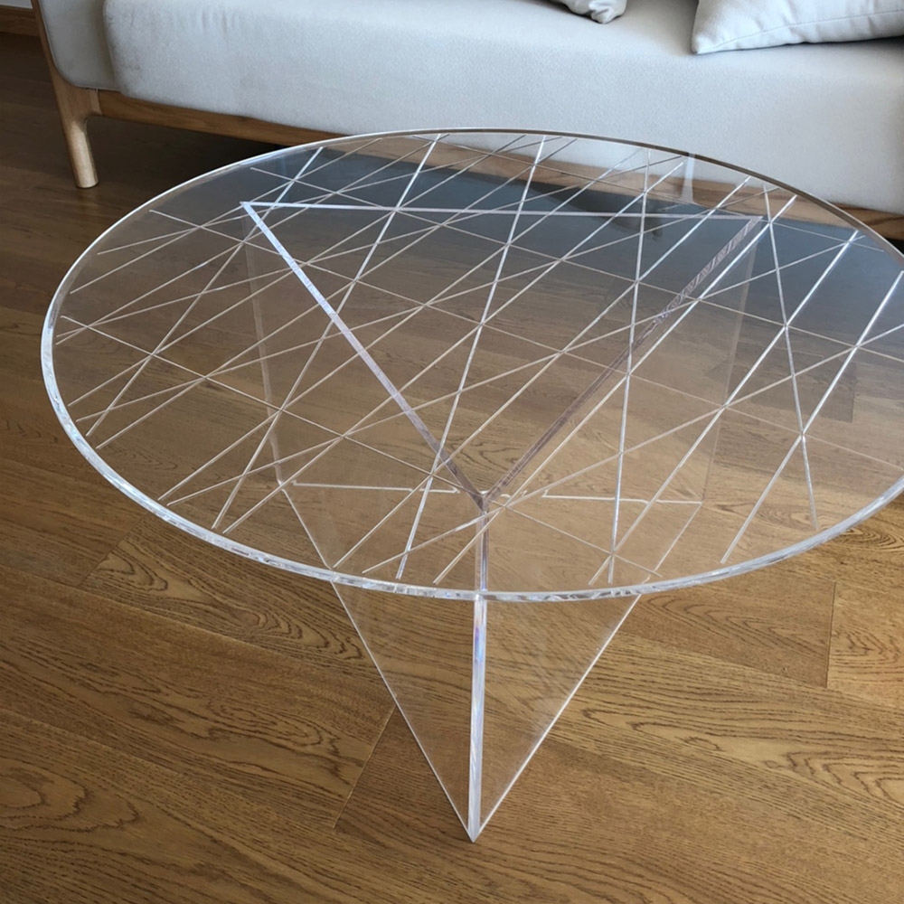 Acrylic End Table Clear Round Coffee Table Modern Accent Table Lucite Coffee Table window image