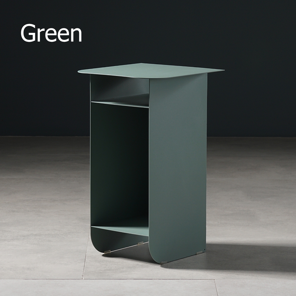 Green Side Table with Storage Metal window image