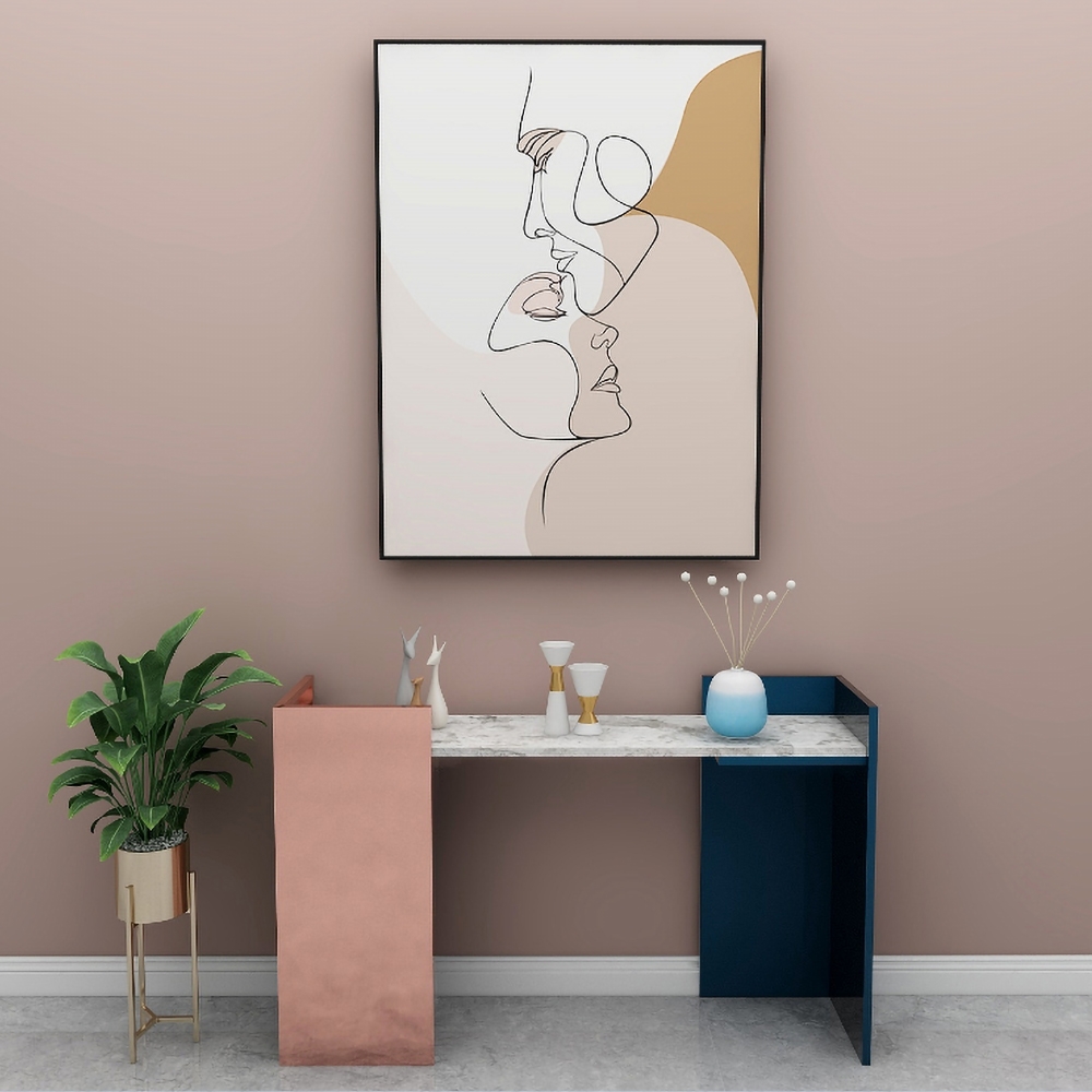 47.2" Modern Console Table with Sintered Stone Top Metal Frame window image