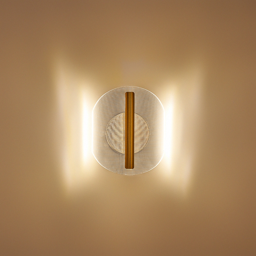 Gold LED Acrylic Wall Sconce 2 Light Indoor Wall Lamp Modern window image