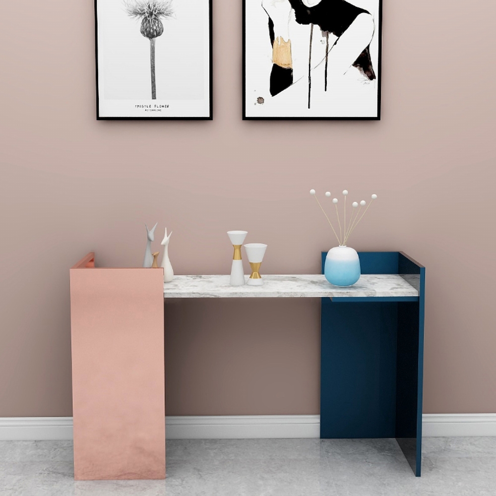 47.2" Modern Console Table with Sintered Stone Top Metal Frame window image