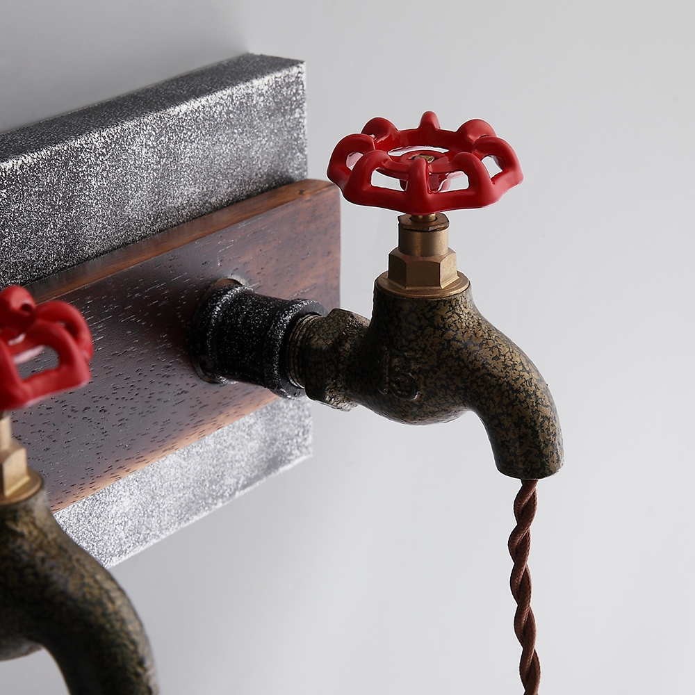 Industrial Loft Metal Water Pipe 3-Light Wall Sconce with Exposed Edison Bulb window image