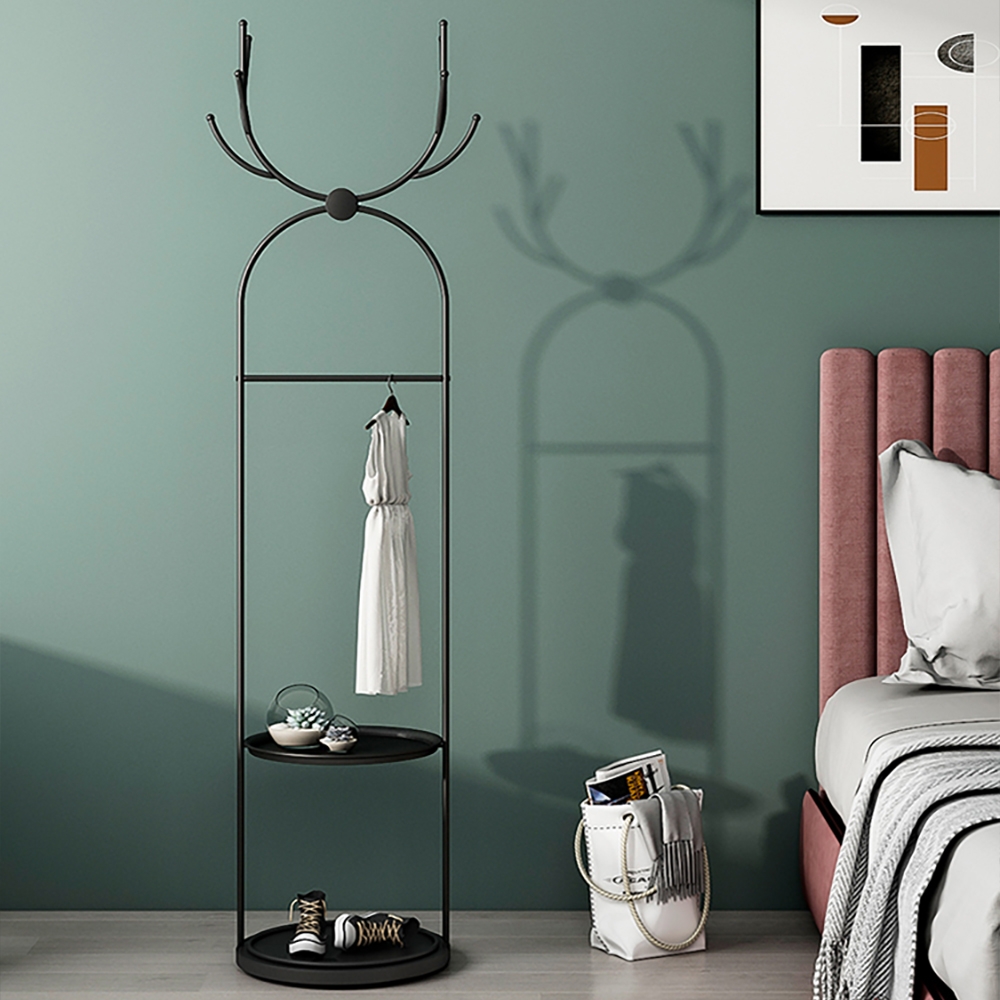 1750mm Black Scandinavian Style Antler Cloth Rack with Shelf window image