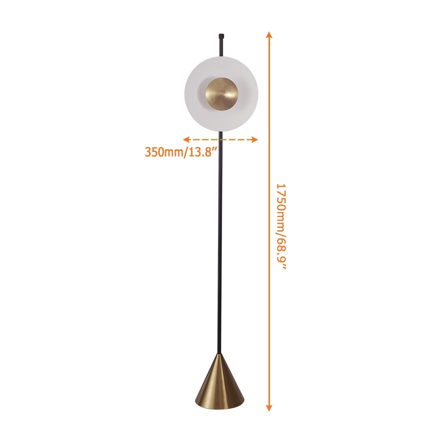 69" Modern LED Floor Lamp with White Acrylic Shade Gold Base window image