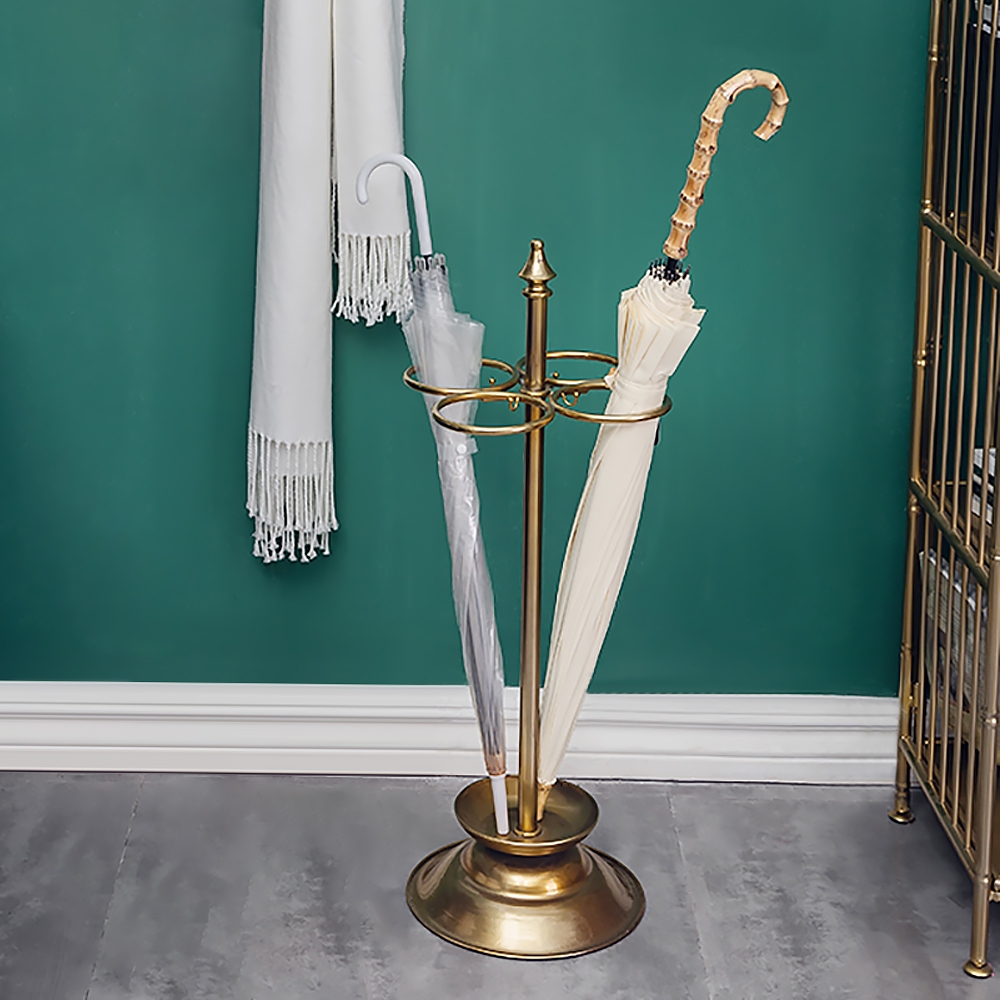 Retro Golden Umbrella Stand in Metal for Long/Folding Umbrella window image