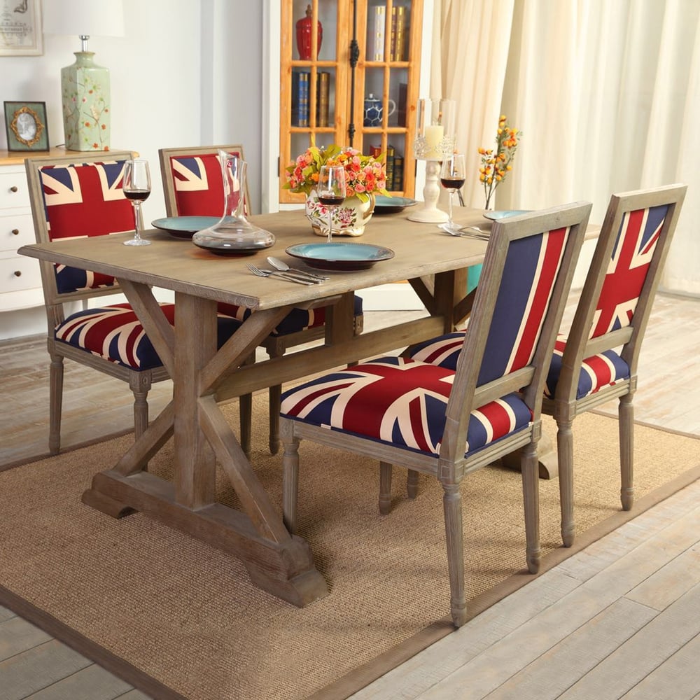 Farmhouse Rustic 64" Rectangular Oak Dining Table in Natural Color｜Homary