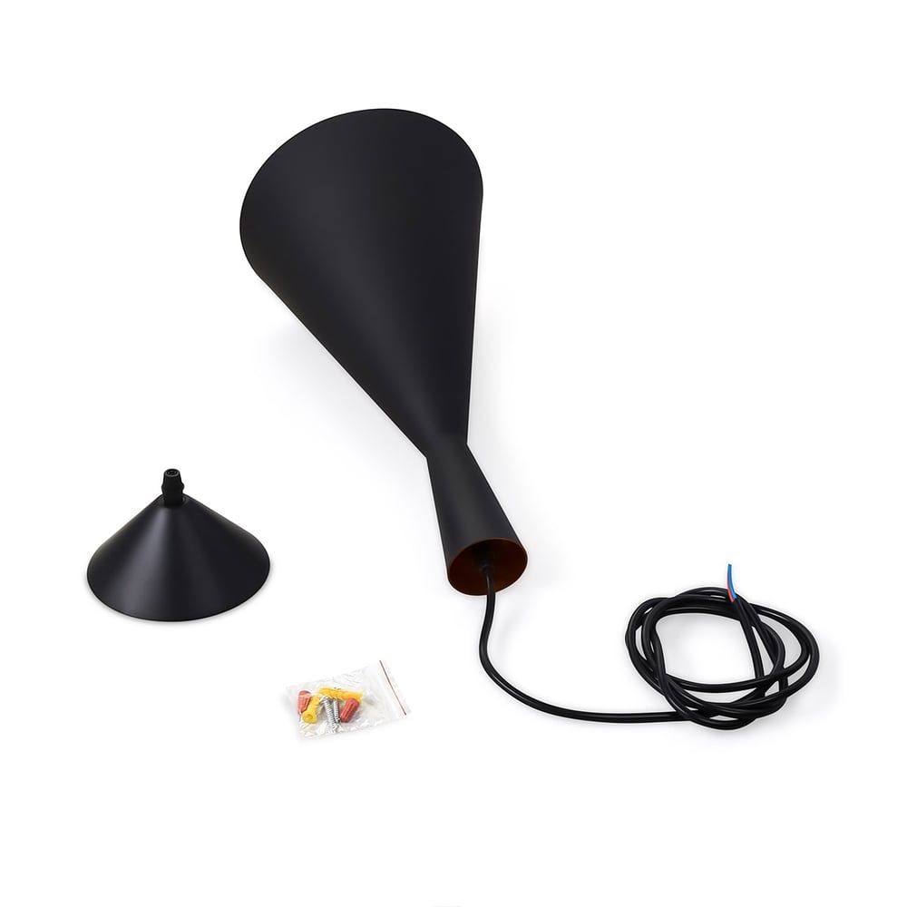 Modern Aluminum Geometric Form Tall Single-Light Hanging Pendant Light Fixture in Black window image