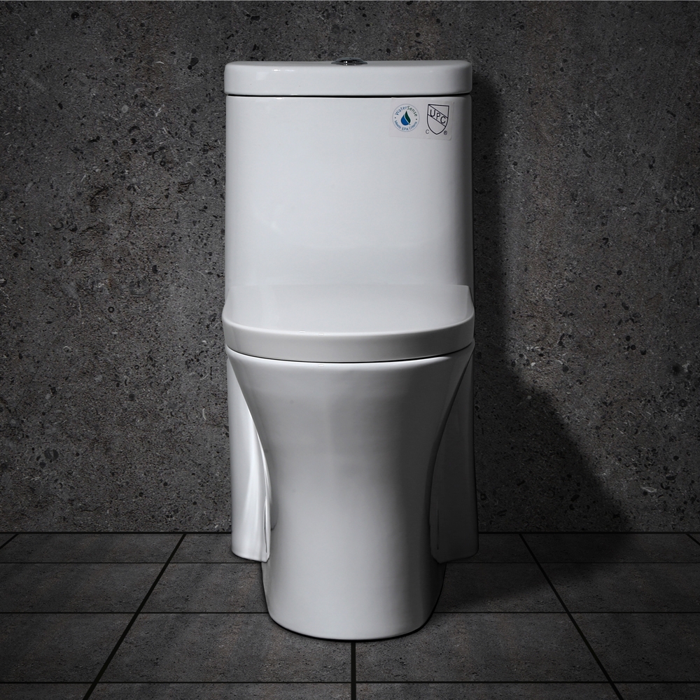 Modern Dual Flush One-Piece Elongated Siphonic Toilet with Slow Close Seat & Lid in White window image