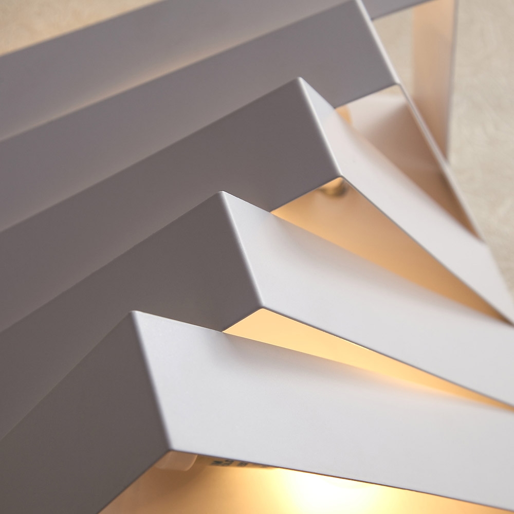 Contemporary 2-Light White Metal Geometric Indoor Lighting Wall Light window image