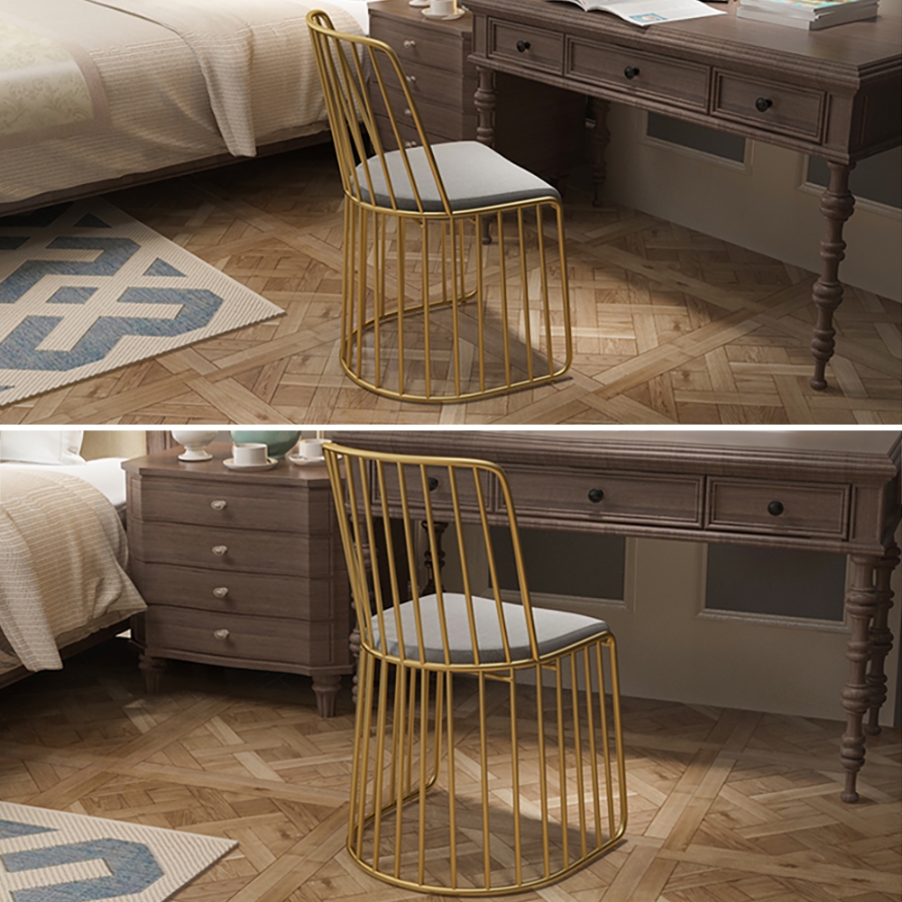 Modern Gold Dining Chair Grey Upholstered Dining Chair Velvet Dining Chair Set of 2 window image