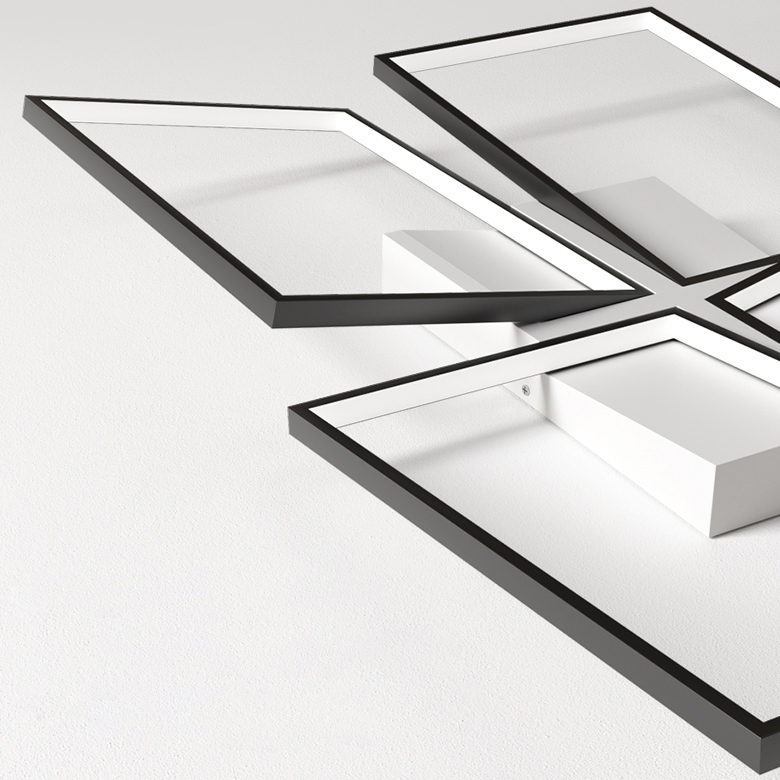 Modern Square LED Flush Mount Ceiling Light in Black & White window image
