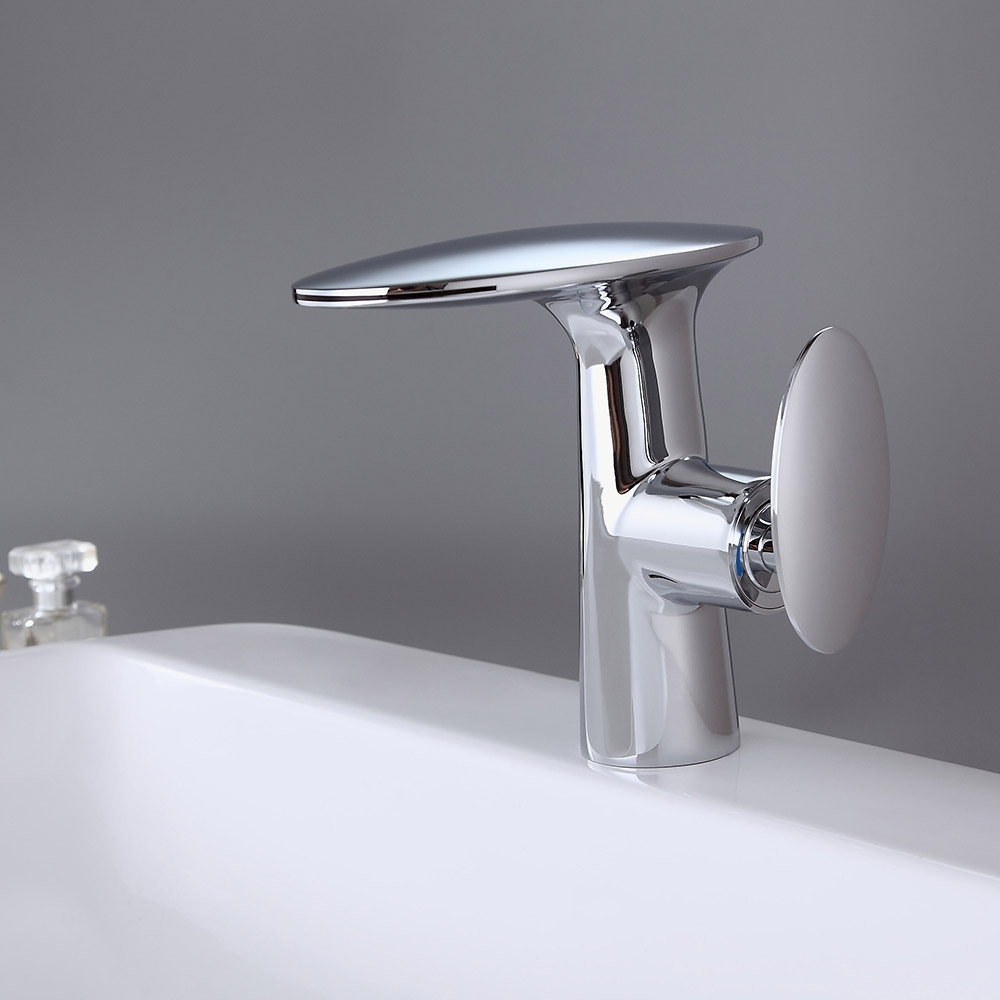 Pene Stylish Single Handle Polished Chrome Waterfall Bathroom Basin Tap Solid Brass window image