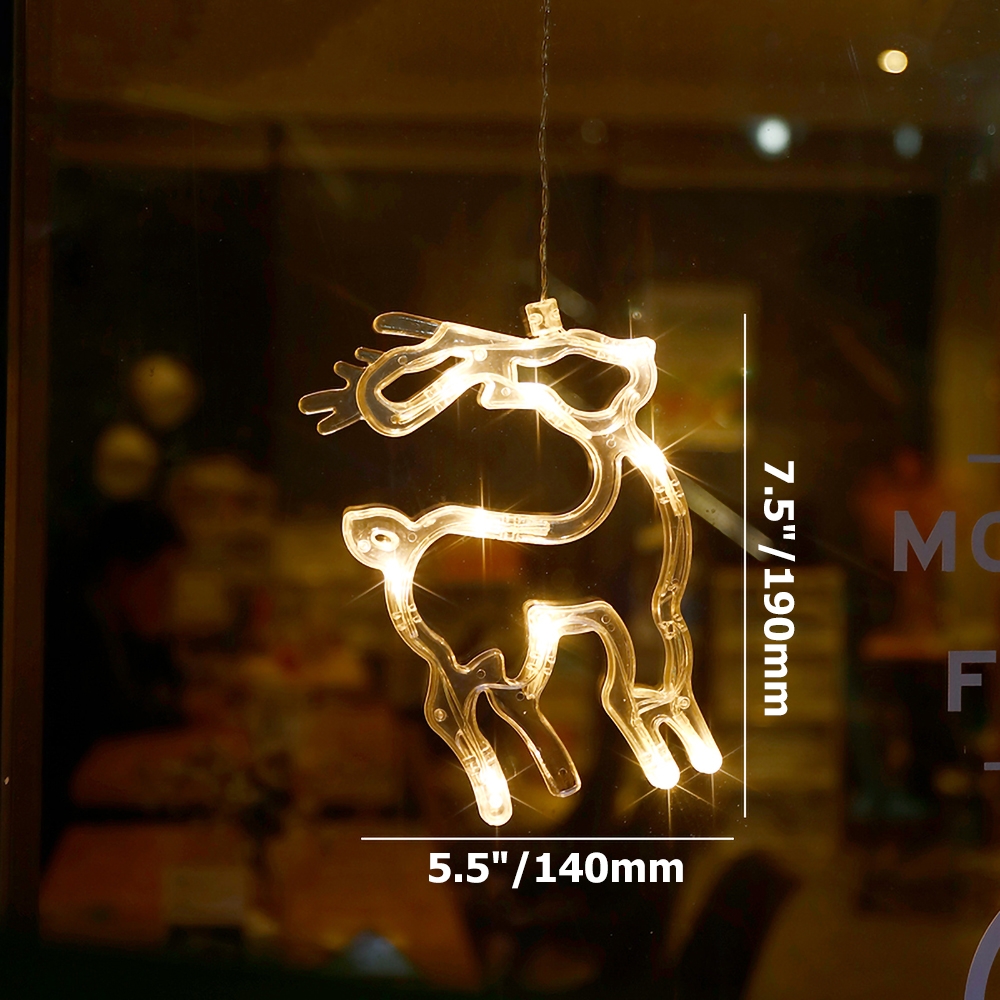 White Christmas Themed Window Lights Set of 6 Battery Powered LED Christmas Decoration window image