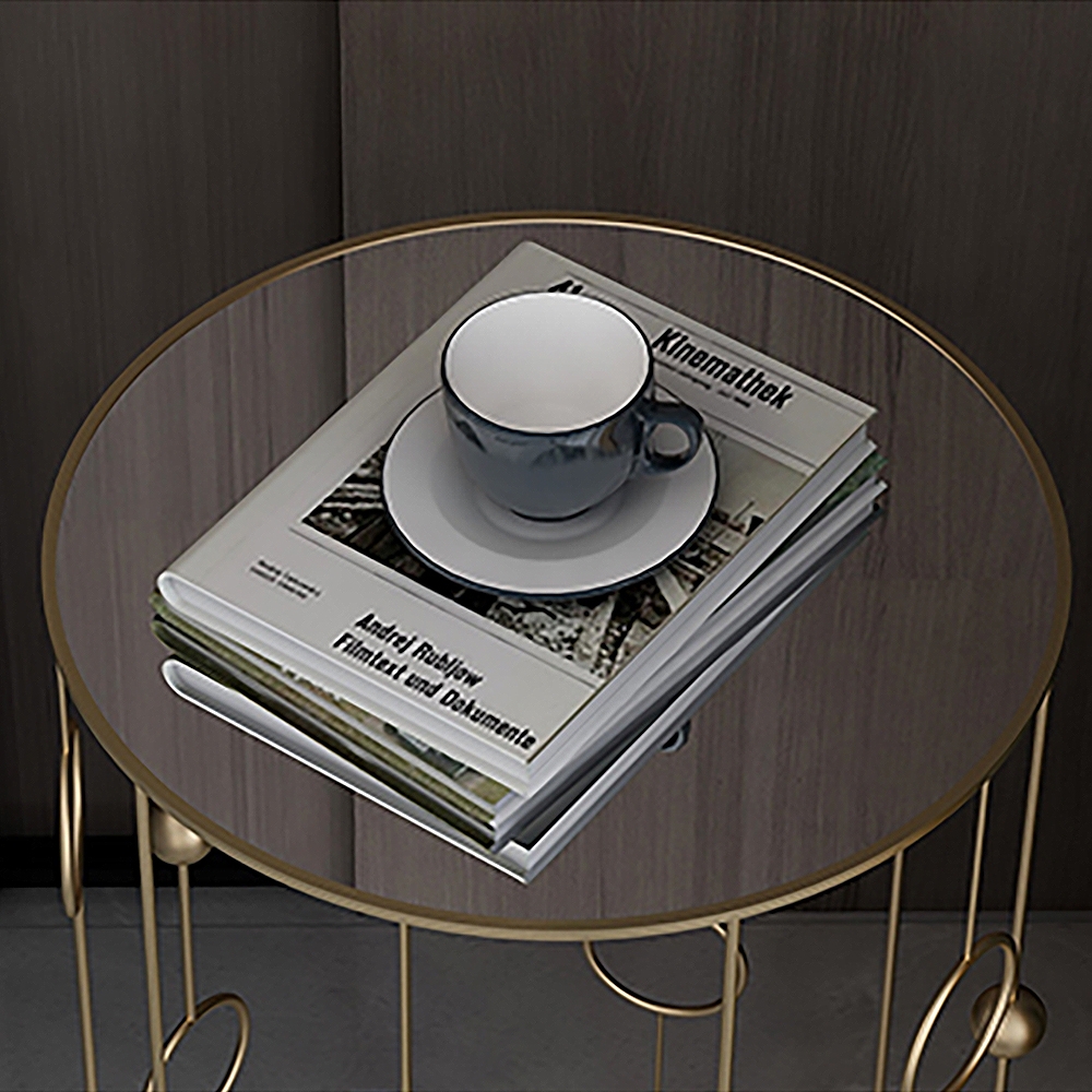 3-Piece Modern End Table Set with Glass Top Metal Frame Side Table Set window image