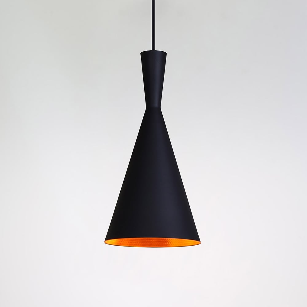 Modern Aluminum Geometric Form Tall Single-Light Hanging Pendant Light Fixture in Black window image