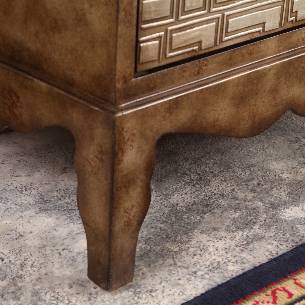 36" Vintage Entryway Cabinet Distressed Accent Cabinet Carved Surface with Doors & Drawer & Shelf window image