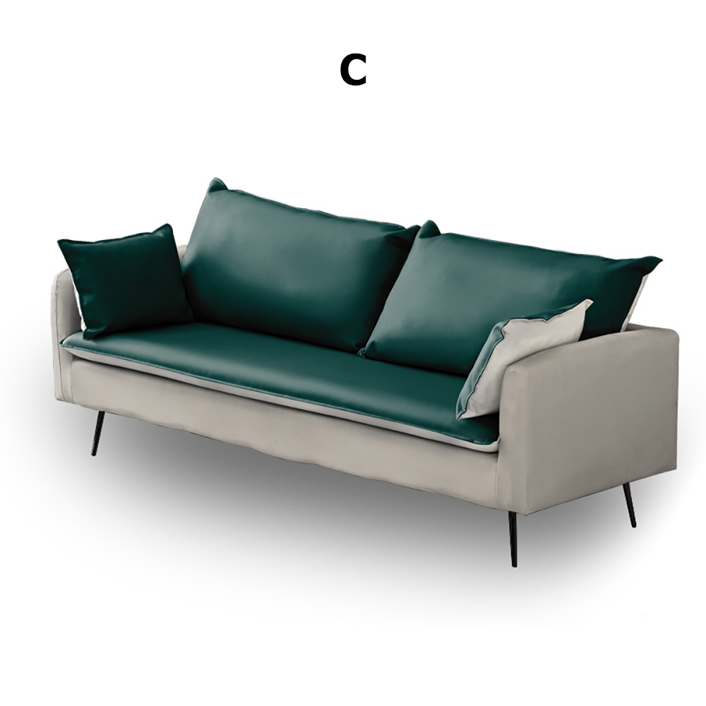 Canapé rembourré moderne en cuir 1680 mm avec pieds en métal noir, oreiller inclus image de fenêtre