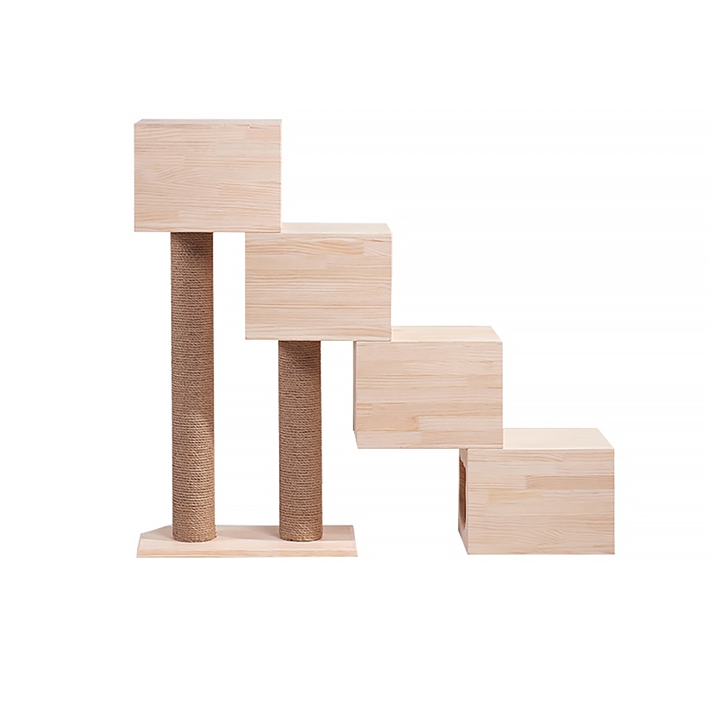 1300mm Multilevel Cat Tree Condo Pine Wood Cat Step Sisal Scratch Post window image