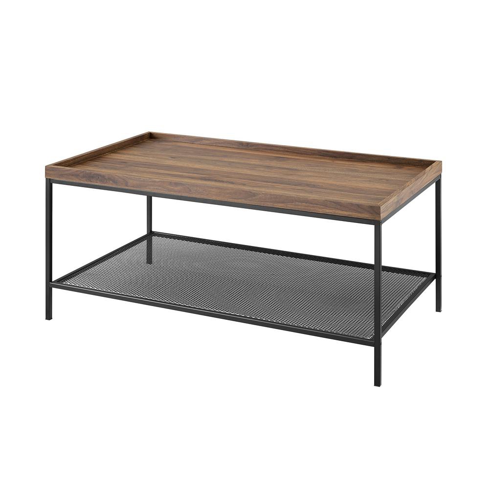 Modern Rectangular Coffee Table with Storage in Black & Walnut window image