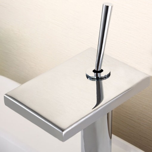 Waterfall Single Handle Chrome Bathroom Sink Faucet Solid Brass window image