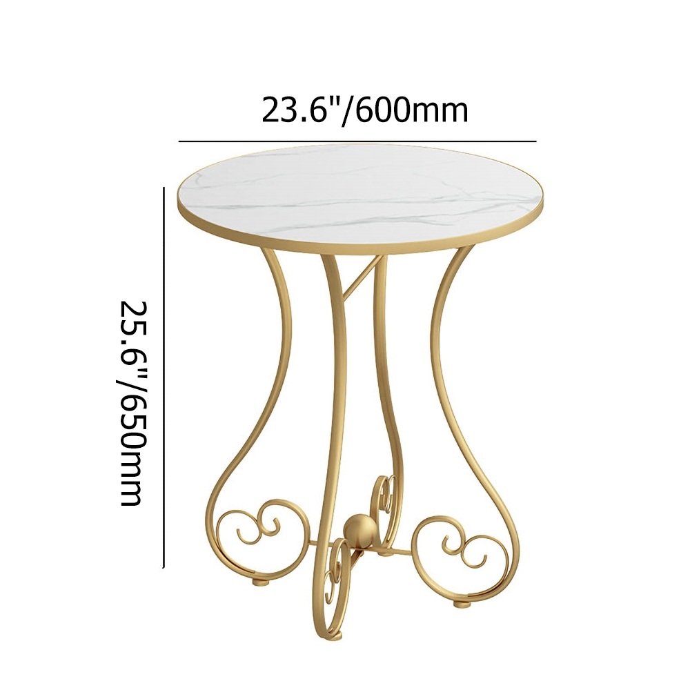 Gold Round End Table with Metal Frame Side Table window image
