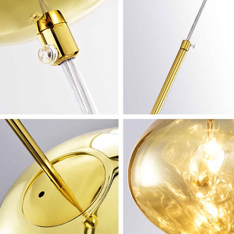 Magical Modern Irregular Glass Ball Metal Single Light Large Mirror Pendant Light in Gold window image