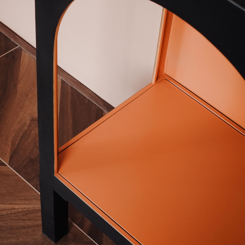 Black & Orange Modern End Table with Storage 2- Tiered Side Table window image