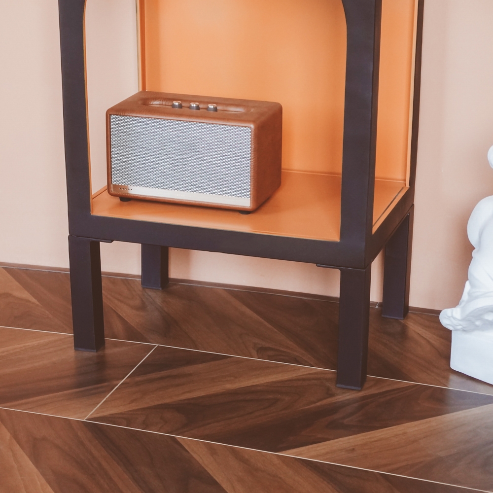 Black & Orange Modern End Table with Storage 2- Tiered Side Table window image