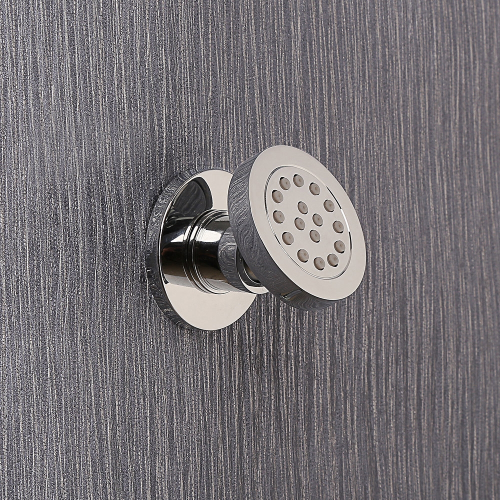 Round Wall Mount Solid Brass 1-Spray Adjustable Body Spray Shower Jet in Chrome window image