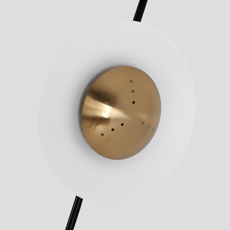 69" Modern LED Floor Lamp with White Acrylic Shade Gold Base window image