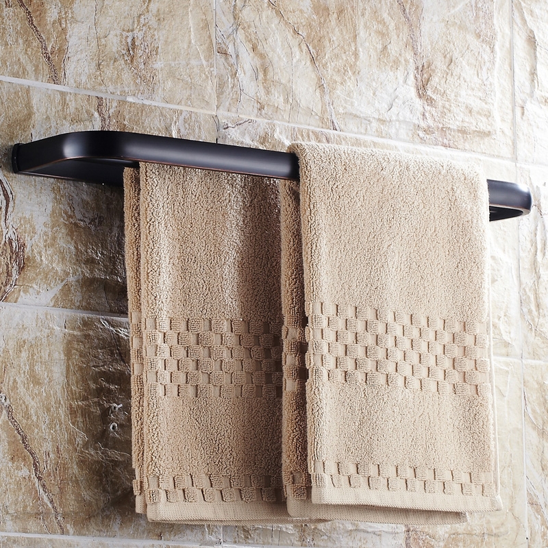 Classy 575mm Barre Double Porte-serviette Mural Bronze Antique en Laiton Massif image de fenêtre