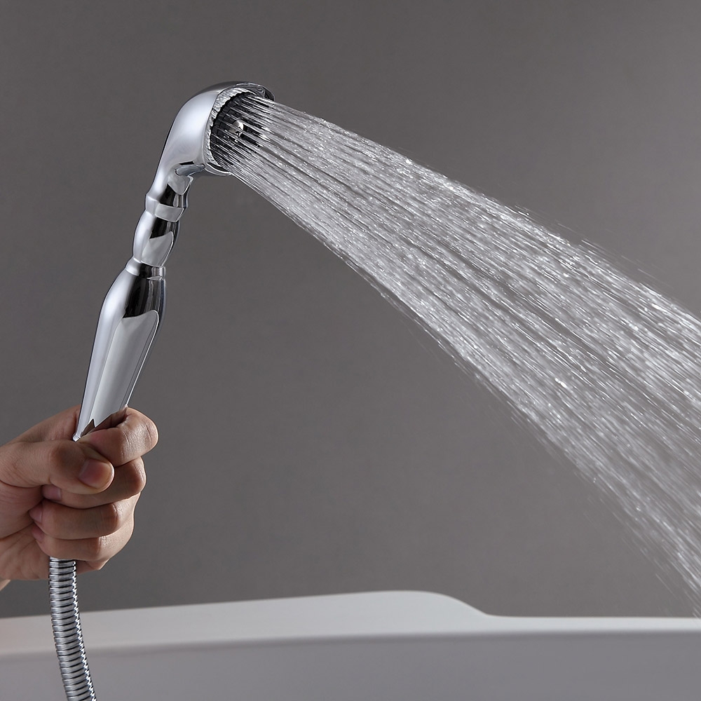 Chester Classic 3 Cross Handles Floor Mounted Clawfoot Tub Filler Faucet with Hand Shower in Chrome window image