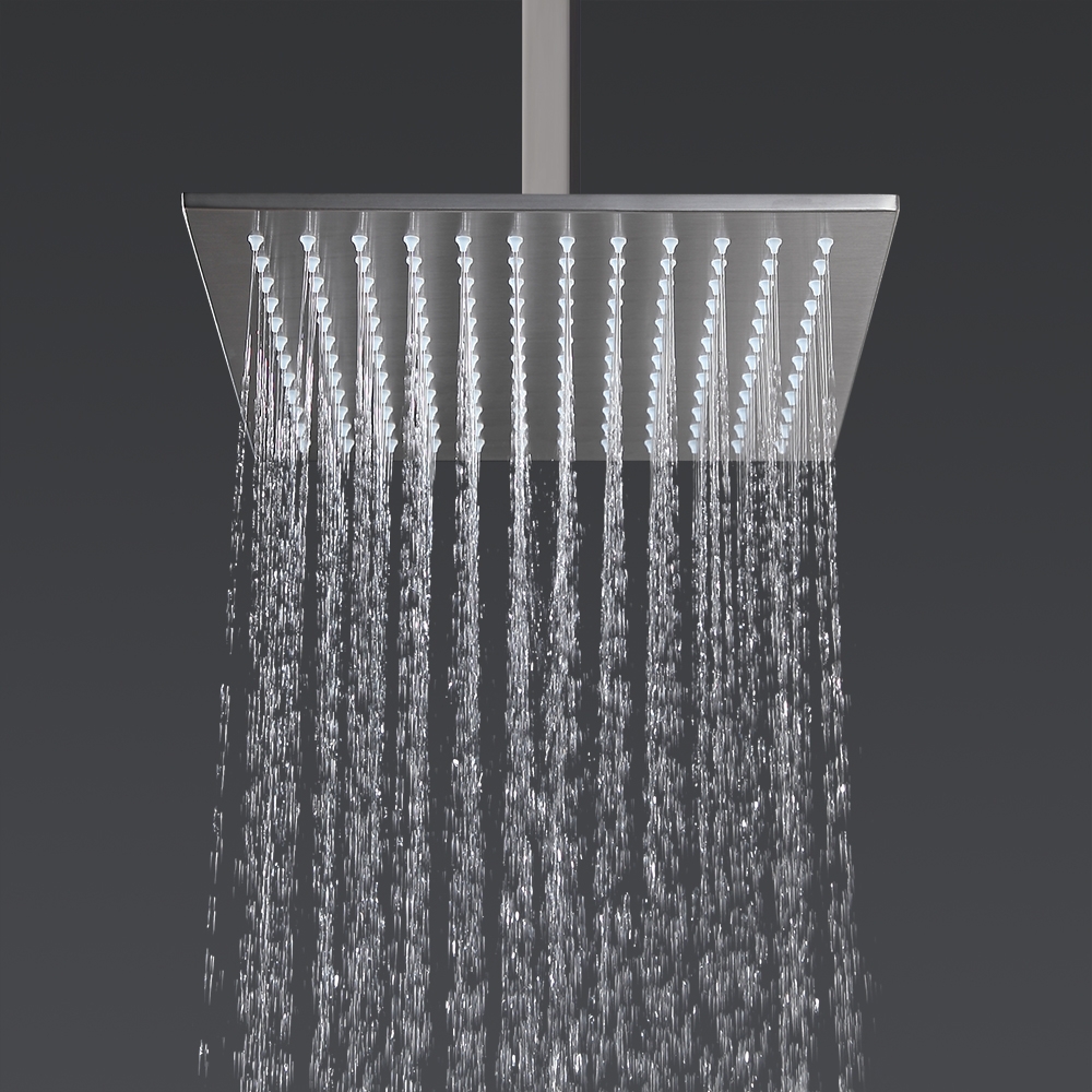 10" Solid Brass Single-Function Square Rainfall Shower Head Brushed Nickel window image