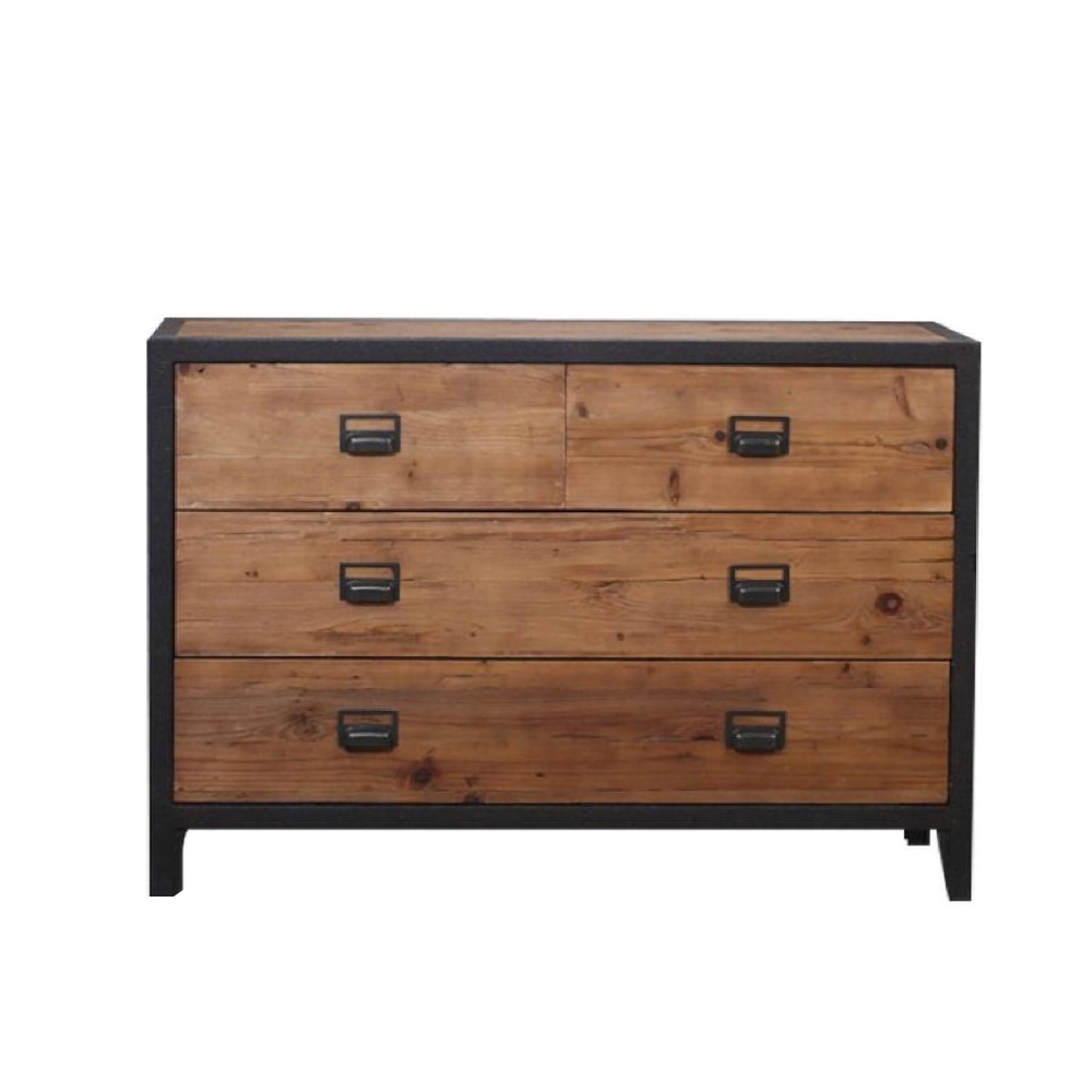 Industrial Sideboard Buffet Storage Cabinet Kitchen Storage Buffet Walnut Dining Buffet Modern Storage Sideboard with 4 Drawers window image