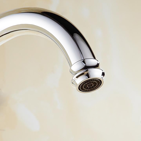 Classic Gooseneck White Single Porcelain Handle Kitchen Faucet in Solid Brass window image