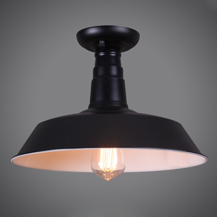 Coran Single Edison Bulb Metal Semi Flush Mount Light Black window image