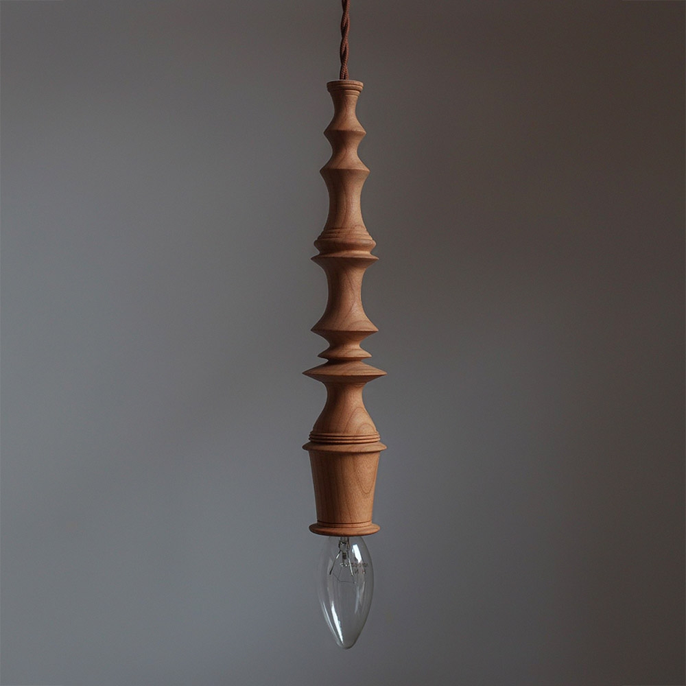 Wood Pendant Light Stylish Mini 1-Light Walnut Style D window image