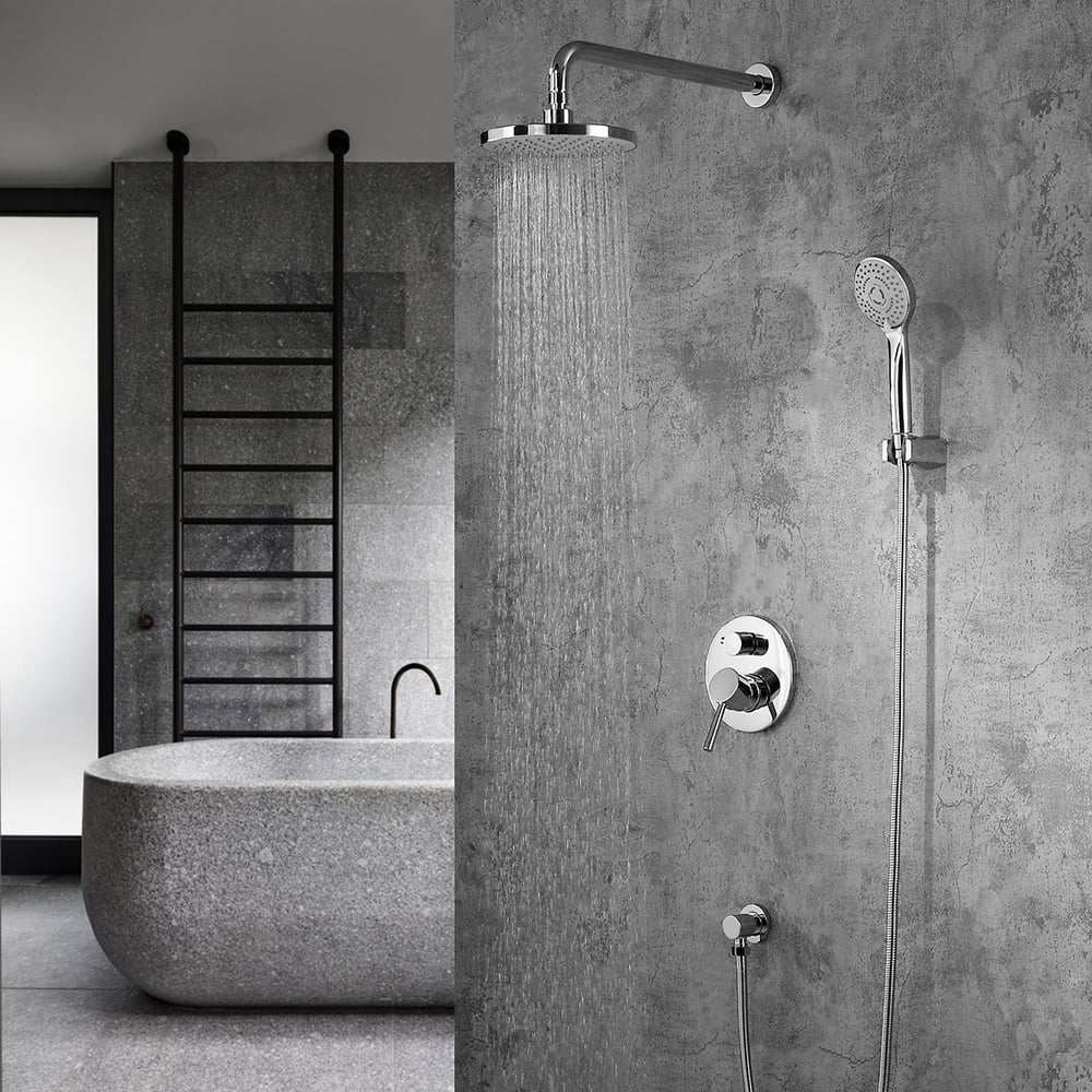 Brewst Wall Mounted Rain Shower Head & Handshower Set in Polished Chrome Valve Included window image