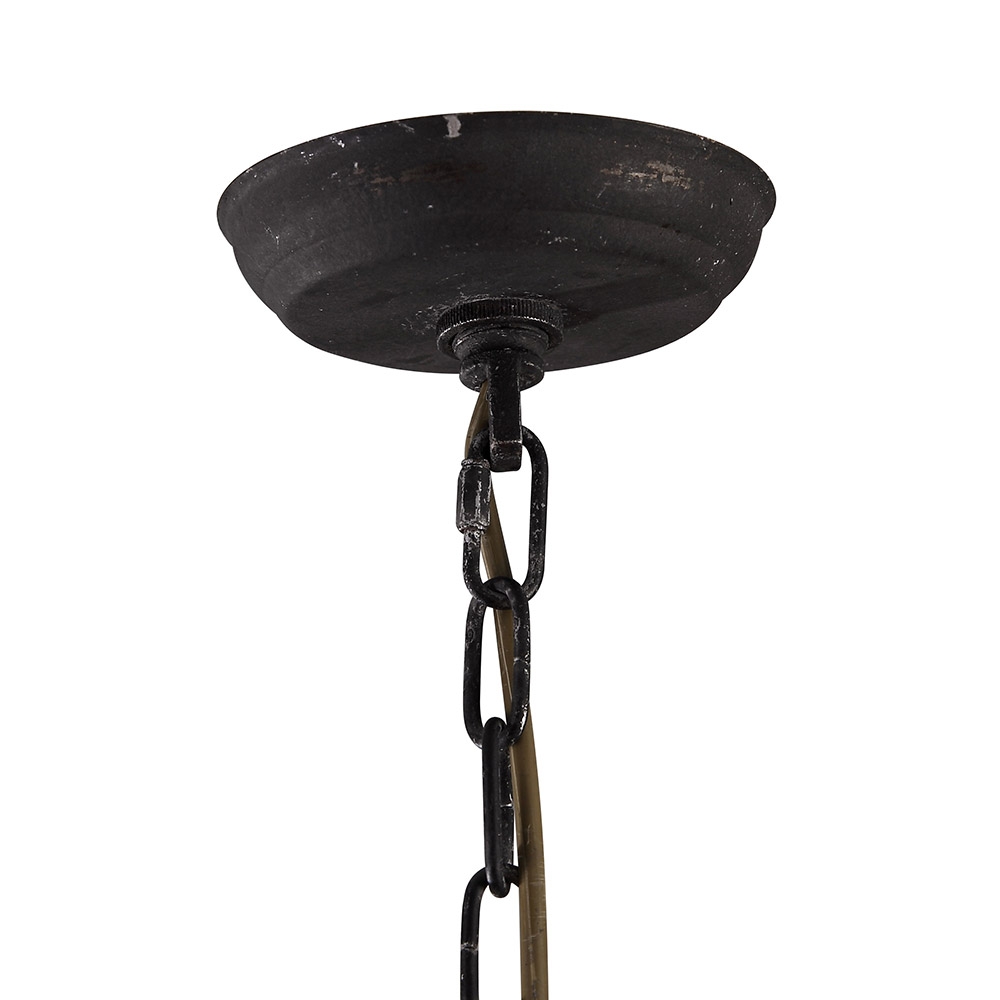 Malia Vintage Rustic 5-Light Distressed Wood Beaded Pendant Light Scalloped Light Metal in Rust