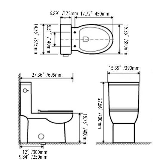 Modern One-Piece Single Flush 1.28 GPF Elongated Siphonic Toilet in White with Soft-Close Seat & Lid window image