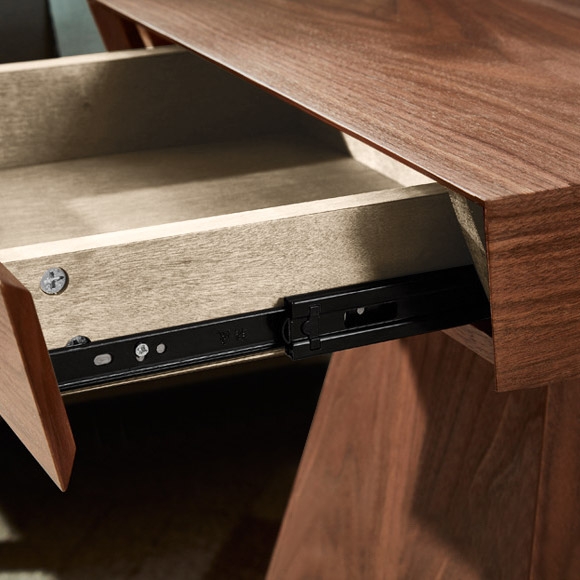 Rustic Wood End Table with Storage Drawer with Veneer window image